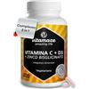 Vitamaze - amazing life Vitamaze Vitamina C 1000 mg con vitamina D3 1000 UI e zinco 10 mg, complesso ad alto dosaggio per il sistema immunitario, 400 capsule vegetariane, bisglicinato di zinco di alta qualità