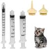 FIBOUND 3 Pezzi Siringa per L'alimentazione degli Animali Domestici, Mini Capezzolo con Siringhe, Kit per L'alimentazione della Siringa, per Cuccioli, Gattini, Scoiattoli e Altri Animali Appena Nati