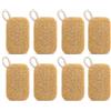 FIUTEKO Eponge Naturelle Luffa 8 Pièces - loofah avec Crochet Cuisine Bain | 9x7 cm loofah naturel en luffa, avec boucle et crochet, pour vaisselle, douche, bain et camping