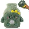 Lvjkes Borsa acqua calda, 500ML Borsa dellacqua calda con Coperchio, Carino animali Hot water bag, Smontabile per la pulizia, Prova di esplosione e di perdite, Adatta a bambini e adulti (Dinosauro)