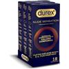 Durex Nude Sensation, preservativi in Nitrile, senza lattice di gomma naturale, ultra sottili ed extra lubrificati, maggiore condivisione di calore corporeo, vestibilità regular, 18 profilattici