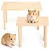 XMIRAKLIX 2 pezzi Piattaforma criceto legno con piedini, accessori gabbia | Accessori criceto in legno naturale con piattaforma grande e piccola, bordi lisci e montaggio facile per gabbia