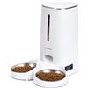 FUKUMARU Distributore Automatico Cibo Gatti 4L | 2 Ciotole in Acciaio Inox, 10 Pasti al Giorno e Controllo del Timer,Consumato per Circa 20 giorni.USB e Batterie