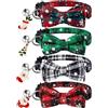 YAJIMAOY Collier Chat Collare Natalizio per Gatti, 4 Pezzi Collare Natalizio Gatto con Papillon Staccabile e Campanelli, Collarino Gatto, Collari per Gatti Natalizi a Quadri, Regolabile Collari per Cuccioli