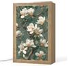 OnlyWow© Lampada Da Tavolo [template] 20x30 cm Luce Notturna LED Desk Lamp Bajour Comodino Ufficio Night Light Bedroom Fiori - Rami - Bianco - Classico