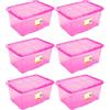 Acan Tradineur - Confezione da 6 scatole portaoggetti in plastica - Contenitore per giocattoli, libri, vestiti, coperte - n. 18 (rosa) - 45 x 61,5 x 29,7 cm - 60 litri