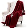 Warmrest Coperta Elettrica Matrimoniale Flanella Sherpa 130x180cm, 6 Impostazioni di Calore, Da 1 a 10 ore di auto-off, Protezione contro il Surriscaldamento, Lavabile in lavatrice Rosso