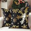 AwzyGous Cuscini Natalizi Nero e oro, Federe Cuscino Divano 50x50, Cuscini Natalizi per Divano in Velluto a Fiocco di Neve, Copricuscini Decorativi, Per Camera da Letto, Soggiorno, Panca Set da 2