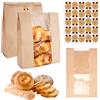 Xyvor 25 Pezzi Sacchetti di Carta per Alimenti, 35x21x8 cm Sacchetti di Carta | con Etichette Adesive, Sacchetto Kraft con Finestra Trasparente, per Pane, Tost, Dolci, Confezioni