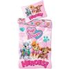 BrandMac Paw Patrol Copripiumino Neonato 100x135 + Federa 40x60 Cotone Rosa Bambina | Lettino bebè | Trio di eroine, la forza del branco | Cotone naturale morbido traspirante Oeko-Tex | Bambine 0-3