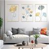 MeYuxg 3 pezzi oro decorazione da parete in metallo per soggiorno, 30 x 43 cm, immagini in metallo, decorazione da parete con cornice di ginkgo e foglie Bodhi, foglie di banana, moderna casa in