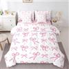 Loussiesd Carino Rosa Ragazze Arco Piumino Letto Con Lenzuola 7 Pezzi 264X229cm(7-piece Set) Principessa Sognante Bowknot Letto Trapuntato Per Bambini Nastro Arco Nodo Coperte Arredamento Camera