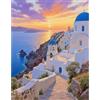 TDFERAN Pittura diamantata 5D fai da te da spiaggia, 40 x 50 cm, kit fai da te, motivo: diamante per adulti, completo paesaggio, tramonto, bordo del mare, paesaggio Santorini, Diamond Painting
