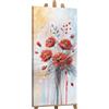 YS-Art Dipinto Acrilico Originale | Vivace Bouquet di Papaveri Rossi