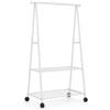 Generico BDIT Accessori Appendiabiti con Ruote, Stand Porta Abiti Bianco con Barra per Grucce e 2 Ripiani Portaoggetti, 55 x 42 x 160 cm, Organizer per Camera, Ingresso e Lavanderia