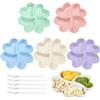 SHSMPXOY Piatto Porta Snack con Scomparti, 5 Pezzi Vassoio di Frutta Riutilizzabile | Piatti da Spuntino con Scomparti mit 5Pz Forchette Acciaio Inox, per Aperitivi, Snack, Caramelle, Noci e Frutta Secca