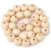 EVYIENEN 40 palline di legno naturale da 30 mm, con foro, grandi sfere di legno con foro da 6 mm, per fai da te