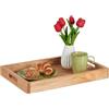 Relaxdays Vassoio da Portata con Manici, Legno di Noce, 5 x 46 x 31 cm, Portatazzine, Centrotavola Svuotatasche, Marrone