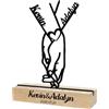 toyofmine Ornamento d'arte lineare personalizzato con Base in Legno Illuminata | Decorazione in Acrilico con Nomi e Data, Mani a Forma di Cuore, Regalo per Coppia, Matrimonio, Anniversario e San Valentino
