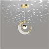 Mengjay Lampada a Sospensione Luna, da Soffitto, Styling Creativo, per Camera da Letto Soggiorno Ristorante Bar Cucina. (Bianco freddo, Oro)