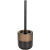 Inbagno Porta Scopino WC Da Appoggio In Ceramica Nero Opaco E Bronzo - Scopino Bagno Moderno Con Disco Di Copertura Flessibile - Linea Teos