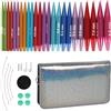 WMLBK Set di ferri circolari intercambiabili, 12 paia di ferri da maglia circolari (5,5 cm) in 3-8 mm, con custodia, cavi e accessori per calze, sciarpe, maglioni, cappelli e guanti