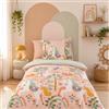 CÔTE DECO Parure da letto stampata bistoria 140 x 200 cm per bambini, copripiumino 140 x 200 cm + 1 federa 63 x 63 cm, motivo stampa signora e unicorno rosa e blu, set copripiumino in cotone