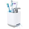 KEWUZY Porta Spazzolini Bagno in Plastica, Organizer Portaspazzolino Elettrico da Bagno, Spazzolino da Denti Staccabile Stand, con Fondo Antiscivolo, 3 Scomparti, Grigio