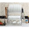 VIIROUD Scolapiatti per stoviglie, scolapiatti in acciaio inossidabile con asciugatura rapida, tappetino antigoccia per stoviglie, grande organizzatore per lavello in acciaio inossidabile-42 x 25 x 43,5 cm