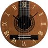 Yelolyio Orologio da parete in stile musicale a forma di chitarra, decorazione da parete da 25,4 cm, a batteria, orologio da parete decorativo silenzioso in legno, rotondo, per lavanderia, camera da