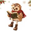 Generico Statuetta di gufo lettore con libro, occhiali rotondi, gambe (1Pc) | Decorazione rustica a tema bosco da appoggio (per scaffali, mensole, scrivanie); ideale per librerie, angoli lettura e come