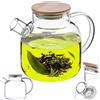KADAX Teiera da 1,5 litri in vetro borosilicato, teiera in vetro con filtro e coperchio in bambù, caraffa in vetro per tè freddo, succhi di frutta, acqua e bevande fredde, brocca di vetro, caraffa per