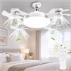 Generic Ventilatore Soffitto LED con Luce E27, Lampadario Ventilatore 4 Teste a Forma di Drone Silenzioso con Telecomando, 3 Velocità Regolabili, Ventola da Soffitto per Casa Ufficio Camera