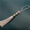 SYSUII 25 pezzi Mini Quaste, Nappa di Seta Fatta a Mano con Perline, Portachiavi con Segnalibro, Nappa con Piccolo Nodo Cinese per Gioielli Fai da Te, Orecchini, Accessori per Portachiavi - Argento Grigio