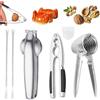 TELAOBAN Antiscivolo Schiaccianoci, Inossidabile Taglia Castagne Pinza con 2 Forchetta in Noce, Clip per Castagne, Multifunzione Taglio della Castagna, Schiaccianoci in Metallo, per Mandorle, Noci