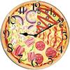 Horienteeon Orologio da parete a tema pizza per la cucina Orologio da parete per ristorante a tema fast food Orologio da parete artistico da appendere silenzioso senza ticchettio Orologio da parete a