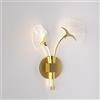RXPVUXE Applique da parete moderna a LED a 2 luci Lampada da parete in acrilico a foglia di ginkgo creativa Lampada da parete in alluminio da 12 W per comodino, 3 modalità di colore Apparecchio di ill