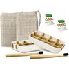 Edarto® - 2 portasapone sostenibili, ecologico, in legno di bambù naturale, con vaschetta raccogli gocce in fibra di bambù + 2 sacchetti per saponetta, 100% sisal naturale per peeling del corpo