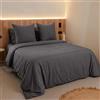 Sognoro Parure Copripiumino Una Piazza e Mezza 200x220, con 2 Federe 80x80 | 300 Fili, Raso di Cotone Morbido, 100% Cotone Pettinato, Lavabile in Lavatrice, Chiusura a Busta, Ideale per l'Autunno