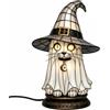 Generic Lampada a forma di cappello da strega in vetro colorato, stile gotico, decorazione da tavolo per Halloween, luce notturna