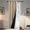 PONY DANCE Doppio Strato Tenda Termica Isolante per Porta con Anelli | 1 Pezzo L140 x A220 cm, Beige, 100% Oscuranti, per Camera da Letto/Soggiorno, Pesante, Spesso, Thermal Curtain, Antifreddo