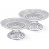C.X.Y. Set da 2 pezzi, Alzatina in Vetro Decorato Espositori per Dolci e Frutta, Diametro 14,5 cm Altezza 7,5 cm, Piatto da Portata con Base Elegante, Trasparente Stile Vintage per Tavola e Eventi