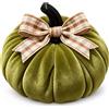 Buhazuqy Zucca Decorativa in Velluto con Fiocco 10 cm Decorazione Autunnale | Morbido Velluto, Realizzata a Mano, Zucca Decorativa, Decorazione Autunnale, Halloween, Tavolo, Mensola e Casa