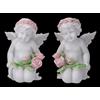 Figuren Shop GmbH Angelo - Set di 2 statuette con rose, 11,5 cm, motivo: angelo Cherub
