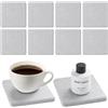 TYSM-CC 8 Sottobicchieri in Diatomite, Portasapone e Basi Assorbenti Quadrati Grigi | Pietra Assorbente ad Asciugatura Rapida per Bagno Cucina, Sottobicchieri per Lavandino Porta Sapone per Tazze Bottiglie