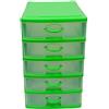 Virsus Cassettiera a Torre Multiuso 7134, misura 16x22x25cm, set 5 cassetti trasparenti con maniglia, organizer salvaspazio per piccoli oggetti, ufficio, camera da letto, scrivania (Verde) - C