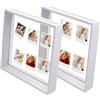 MiDube Set di 2 cornici grandi Freestyle 22,1 x 22,1 cm - Legno Multi-Foto Collage Frame Compatibile con Polaroid & Fujifilm Instax Mini, per tavolo e montaggio a parete (bianco)