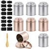 MERVYNGLYNNHUNTER Set di 8 barattoli da tè sfusi con doppio coperchio ermetico, scatola di latta rotonda da 50 g, piccoli contenitori da cucina per conservare tè, caffè, zucchero, erbe e spezie