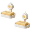 EAAGHK 2 Pezzi Porta Sapone Ventosa con Drenaggio, Porta Saponetta Doccia Ventosa Rimovibile, Portasaponetta da Parete Riutilizzabile, Senza Trapano ABS Resistente, Adesione Forte per Doccia e Cucine