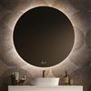 Feel Your Bath Specchio Rotondo LED Ø80 cm senza cornice con Luce Regolabile, Antiappannamento, Interruttore Touch, Spegnimento Automatico, Vetro Temperato e Facile Installazione